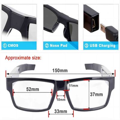 Спрятанное безопасностью управление касания карты памяти 32G камеры Sunglasses1080P встроенное