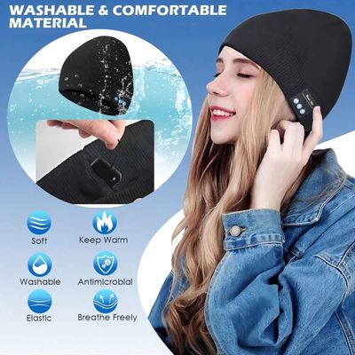 Beanie Bluetooth, двойная ватка выровнянная с радиотелеграфом Bluetooth 5,1 теплым вяжет шляпу Bluetooth Beanie