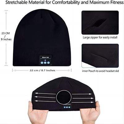 Beanie Bluetooth, двойная ватка выровнянная с радиотелеграфом Bluetooth 5,1 теплым вяжет шляпу Bluetooth Beanie