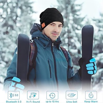 Черная шляпа диктора Bluetooth шляпы Beanie Bluetooth беспроводная с музыкой насладиться как запасать подарки Stuffers для семьи