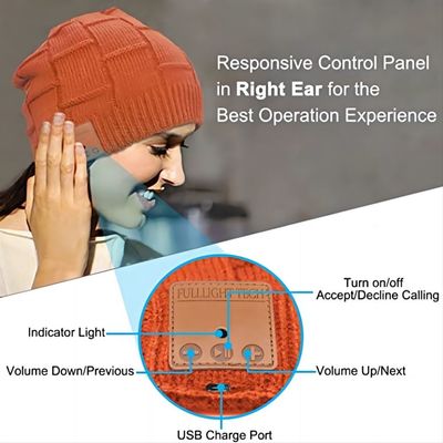 Звонки музыки оранжевого шлемофона шляпы Beanie Bluetooth беспроводного слушая хэндс-фри