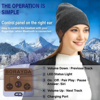 Зима шляпы музыки наушников шляпы Beanie Bluetooth женщин людей вяжет крышку