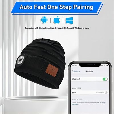 Шляпа Beanie Bluetooth перезаряжаемые батареи с Headlamp СИД для взбираясь велосипед задействовать