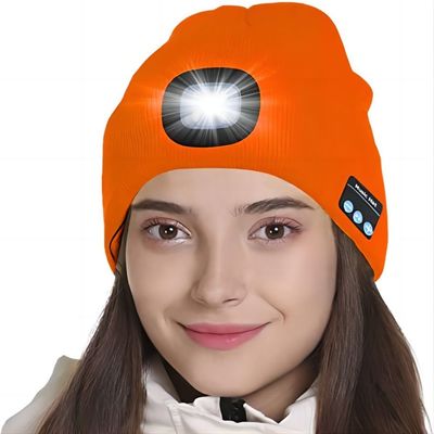 Unisex шляпа Headlamp с наушниками света Bluetooth беспроводными для папы людей