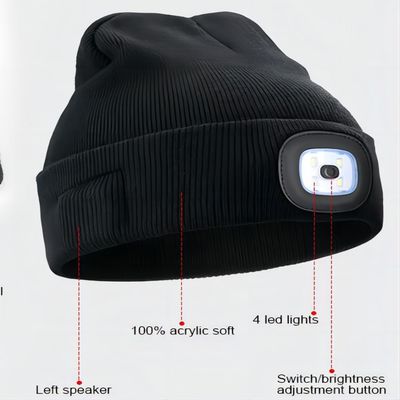 Шляпа наушников Bluetooth беспроводная со светлым велосипедом ночи Beanie Bluetooth