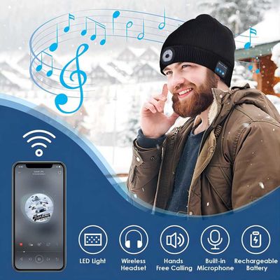 Шляпа наушников Bluetooth беспроводная со светлым велосипедом ночи Beanie Bluetooth