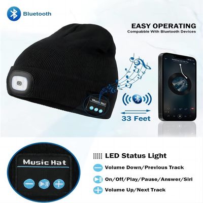 Шляпа наушников Bluetooth беспроводная со светлым велосипедом ночи Beanie Bluetooth
