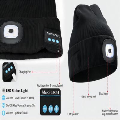 Beanie СИД Bluetooth с headlamp, Unisex подарками людей женщин фар USB Rechargable хэндс-фри для папы он экономно расходовать